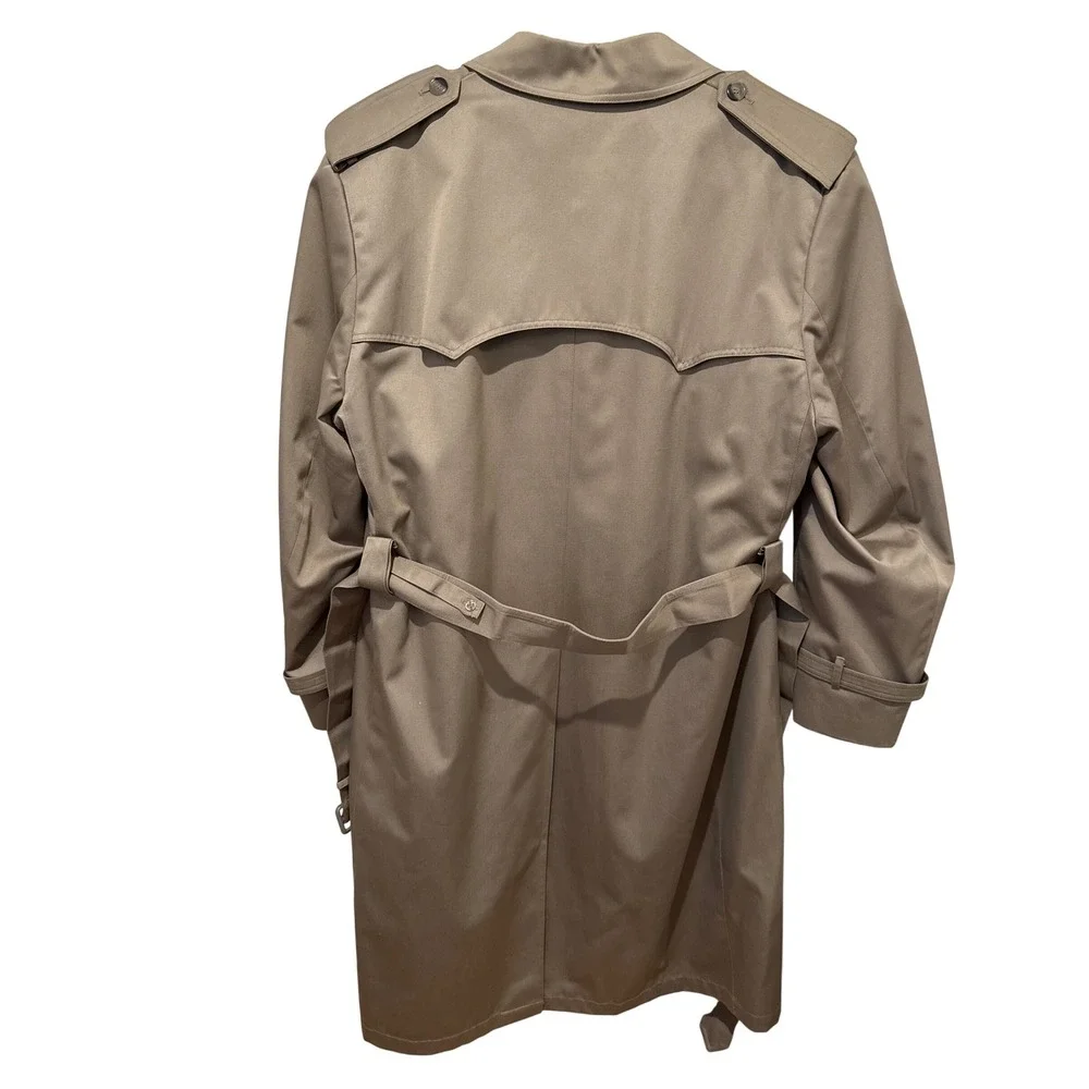 London Towne‎ Men's Classic Trench Coat Taupe Double Breasted Lined Size 46 Reg